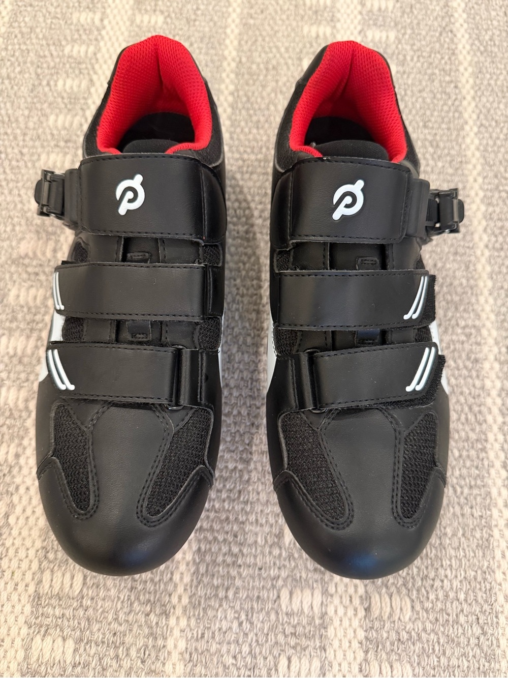 Peloton Black Cycling Shoes with Red Lining